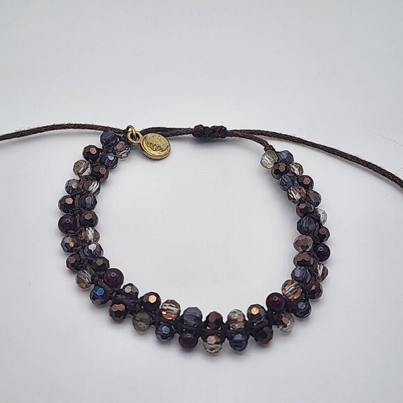 Lotus & Luna Brown, Garnet, & Crystal Adjustable Bracelet - Picture 1 of 3